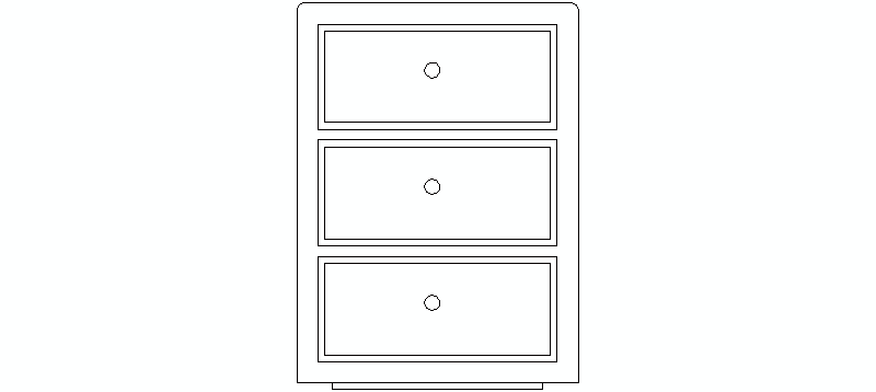 Nightstand With Three Drawers In Front Elevation